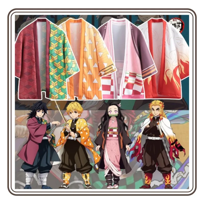 Adult Japanese Demon Slayer Cosplay Shirt Kimono Kids Kamado Tanjirou Hyuga Hinata Lolita Costume Dress Women Girls