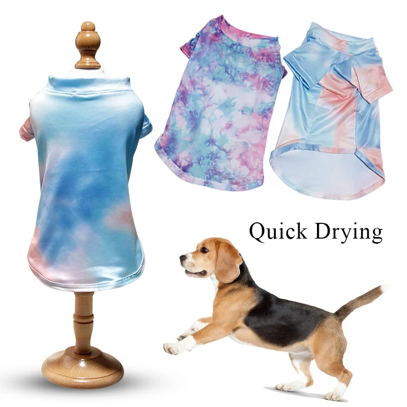 

Дышащая футболка Tie Dye со звёздным небом для маленьких собак, Пляжная быстросохнущая летняя одежда для щенка чихуахуа