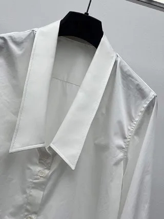 Женская одежда 2024 Однотонная рубашка с низким воротником Новинка весна-лето 0502