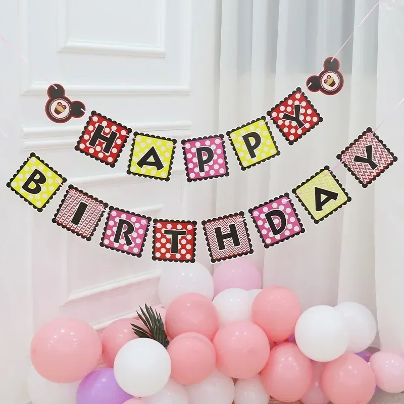 

Disney Mickey Head Theme Birthday Flag Banner Happy Birthday Party Decoration Supplies