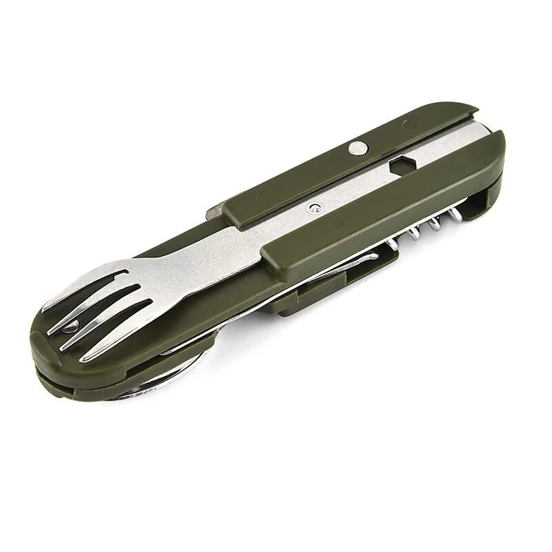 

Стальные порты для пикника, Cuchillo, Tenedor, Cuchara, Abrebotellas, Vajilla, комплект для путешествий, Plegable, Verde Military Ar