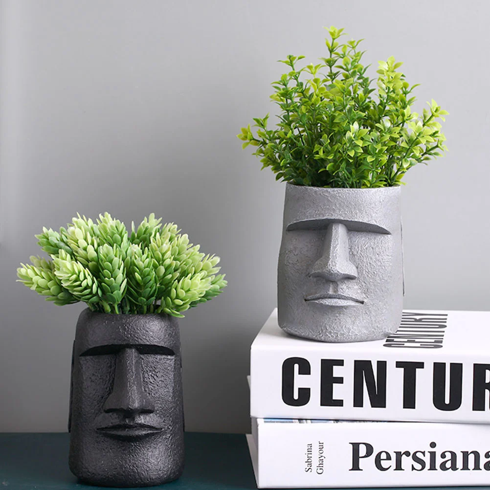 

Small Office Decor Succulent Planter Pots Flowerpots Head Bonsai Resin Succulents Beautiful
