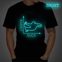 rabbit duck print t shirt men o neck short sleeve casual sport t shirts 2022 top plus size streetwear luminous male tees tops