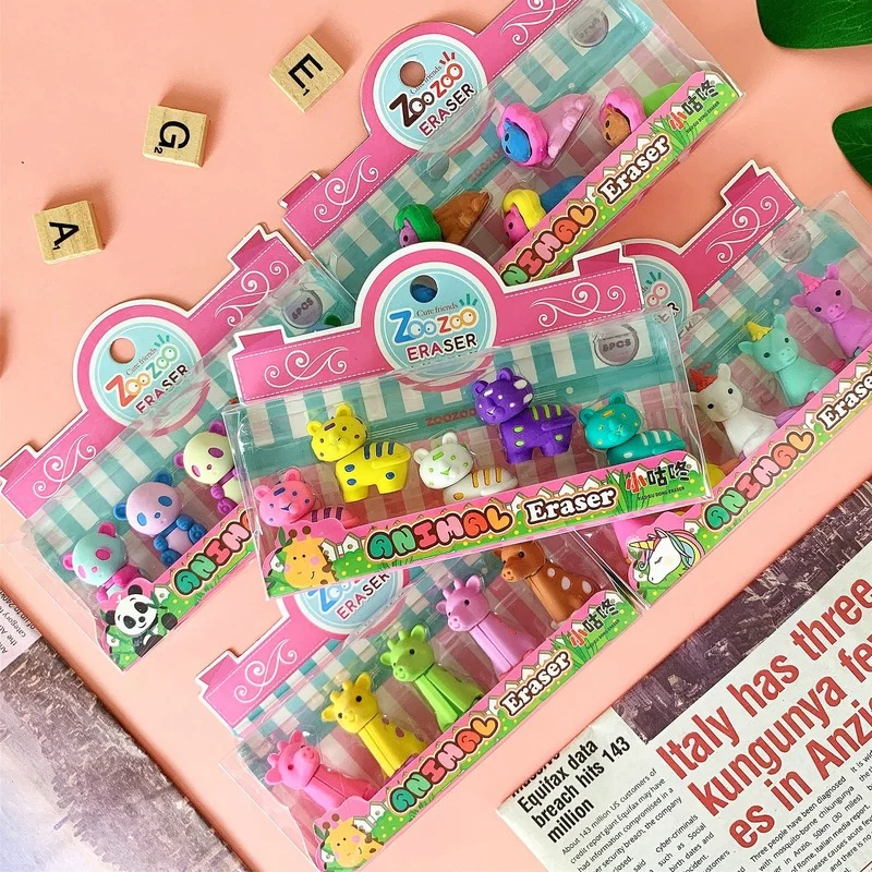 

Ластик в виде животного, милые детские канцелярские товары, искусственная панда, тигр, Лев