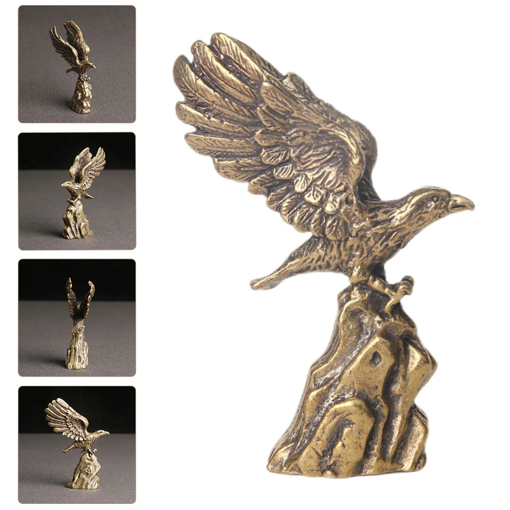 

Eagle Statue Figurine Bird Brass Animal Figurines Sculpture Decor Desktop Shui Feng Bald Hawk Copper Gifts Retro Decoration
