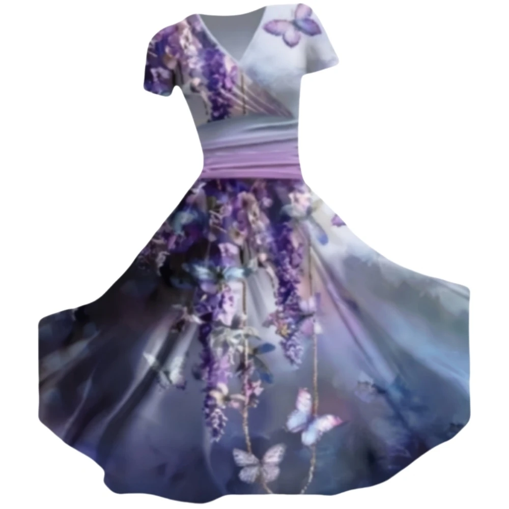 Женское Повседневное платье с коротким рукавом и V-образным вырезом