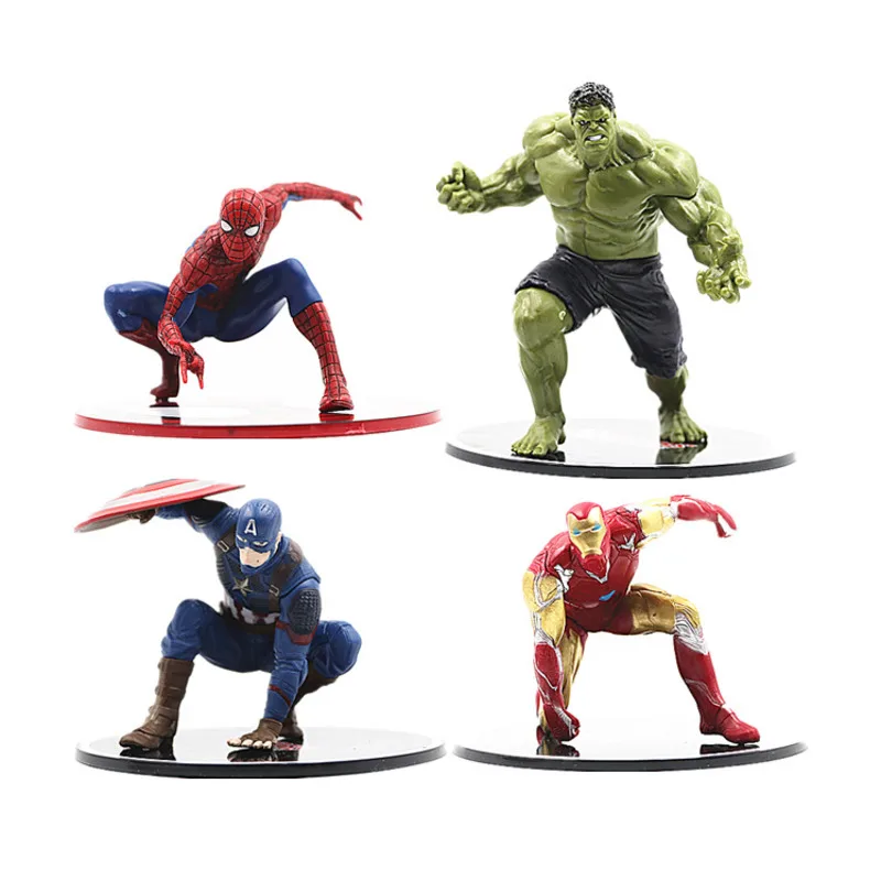 4 PCS/Set Spiderman Figure Marvel Legends Avengers Figures Lron Man Hulk Captain America 10-12CM Disney Toys Doll Figma Figurine