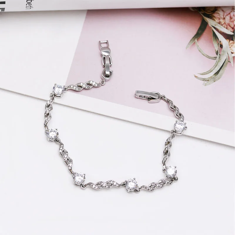 MxGxFam (19 5 см X мм) красивые белые/Синие AAA + циркониевые браслеты для женщин модные