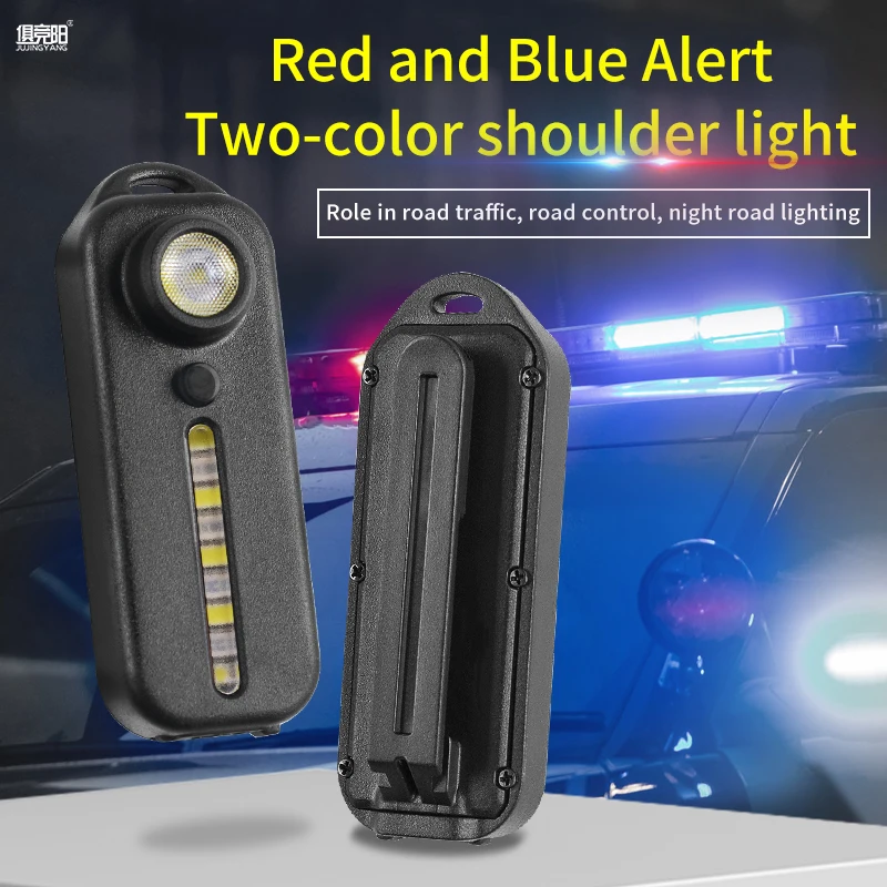 

Mini Led Shoulder Light Red And Blue Flash Flashlight Night Patrol Safety Signal Light Outdoor Camping Torch