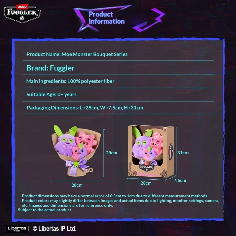 Фото Официальный набор плюшевых кукол ZURU Fuggler Bouquet Series, коллекция забавных и модных мягких игрушек в стиле «уродливо-милые монстры» №5