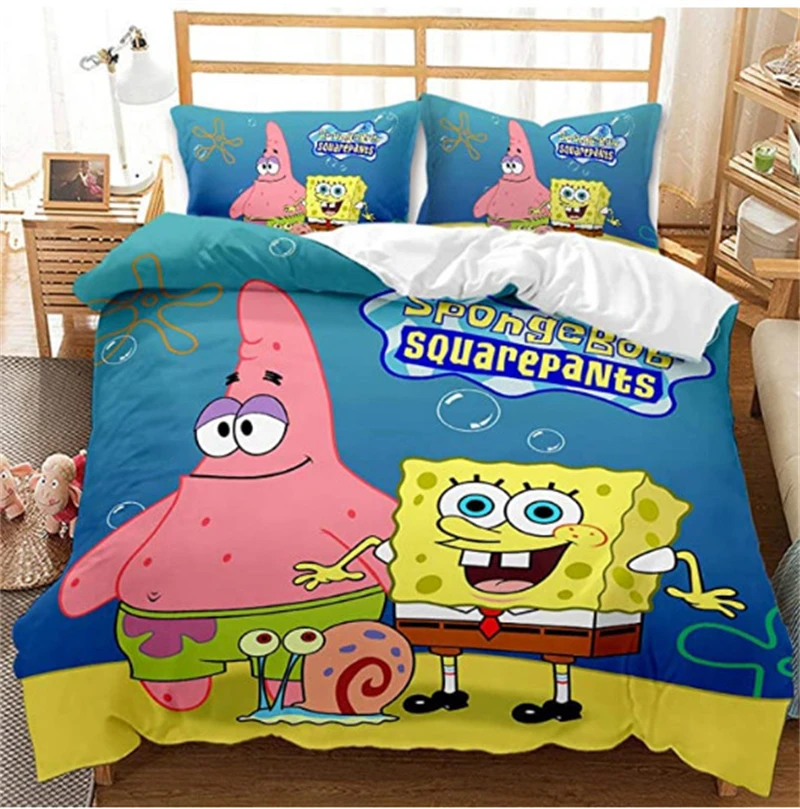 

3d Spongebobs Bedding Set Cartoon 3d Duvet Cover Sets Pillowcase Twin Full Queen King Bedclothes Popular Bed Linen Sets