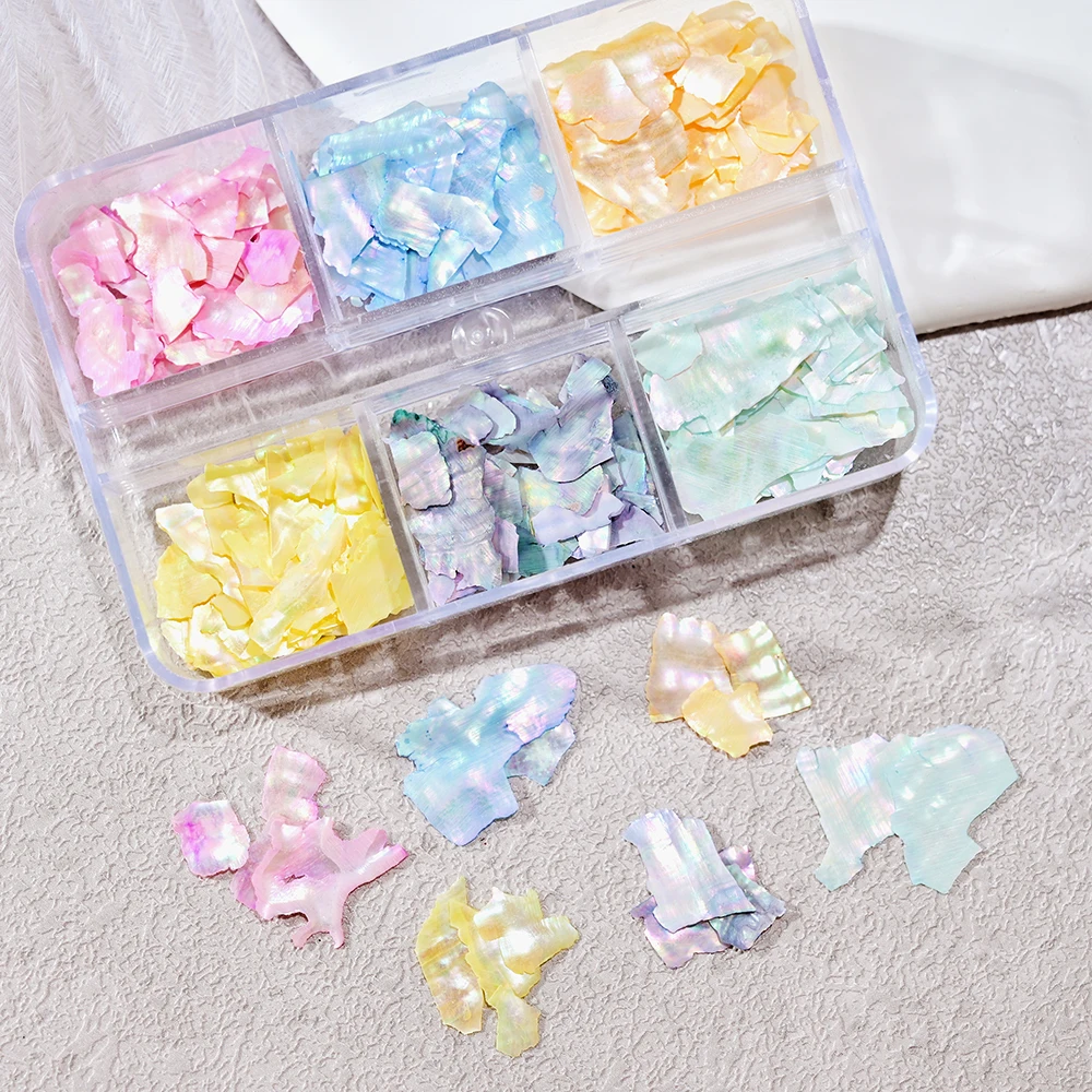 Хлопья Макарон с морскими ракушками 6 ячеек блестящие Асимметричные фрагменты