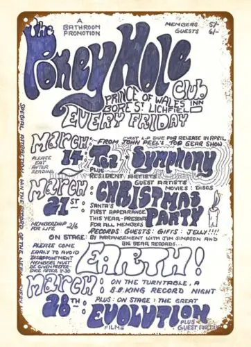 1969 Earth (Pre-Black Sabbath) UK металлический жестяной знак для концерта аксессуары дома
