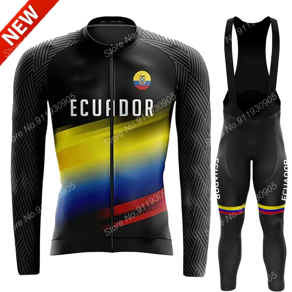 

Мужской комплект трикотажных изделий национальной сборной Эквадора 2021, летняя одежда с длинным рукавом, костюм для шоссейного велосипеда, ...