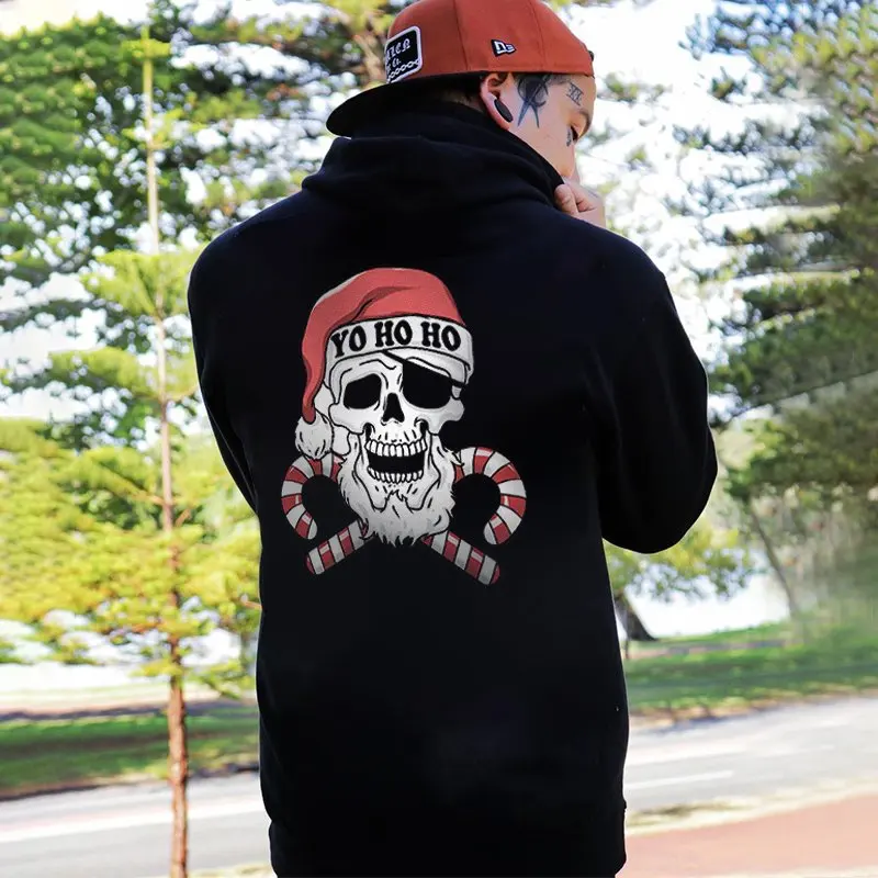

Santa Claus Skull Yo Ho Ho Men's Hoodie Sweatshirt Men Creative Punk Gothic Clothing Hoodies Women Autumn Winter Essentials