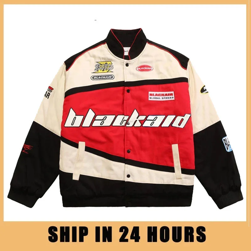 

Retro Streetwear Motorcycle Baseball Jackets Mens Harajuku Letter Embroidery Patchwork Coats Casual Loose Varsity Jacket Unisex
