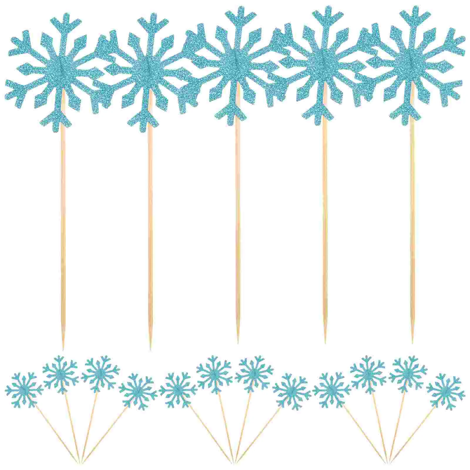 

100 Pcs Christmas Ornament Snowflake Flag Cake Decorations Dessert Toppers Birthday Party Accessories Cupcake Picks