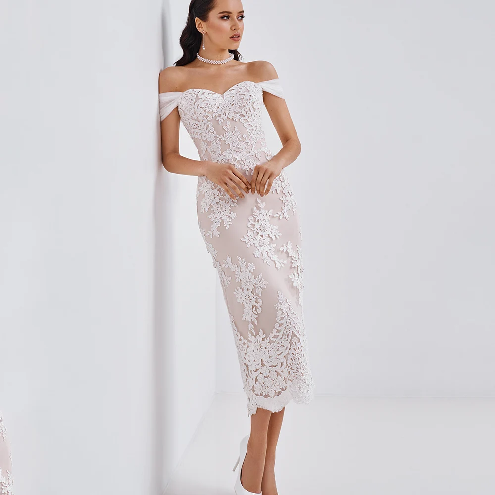 

Exquisite Bride Gowns Off The Shoulder Sweetheart Back Split Lace Up Wedding Dresses Simple Lace Applique Sheat Vestido De Noiva