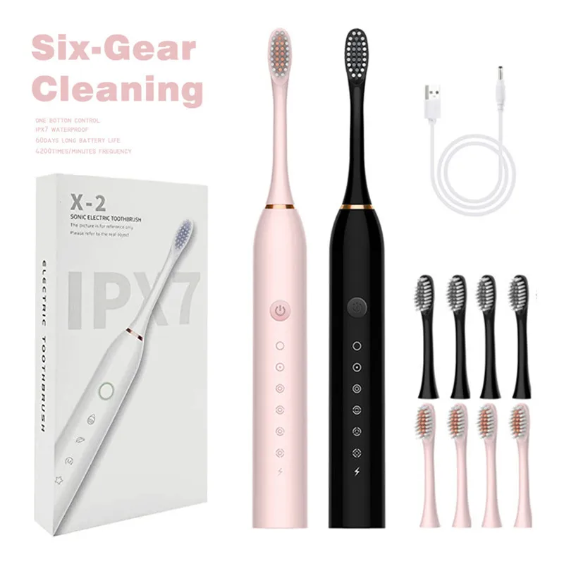 

Electric Toothbrush Rechargeable Sonic Toothbrush Ultrasonic Automatic USB Waterproof Toothbrush Replaceable 4 Brush Head