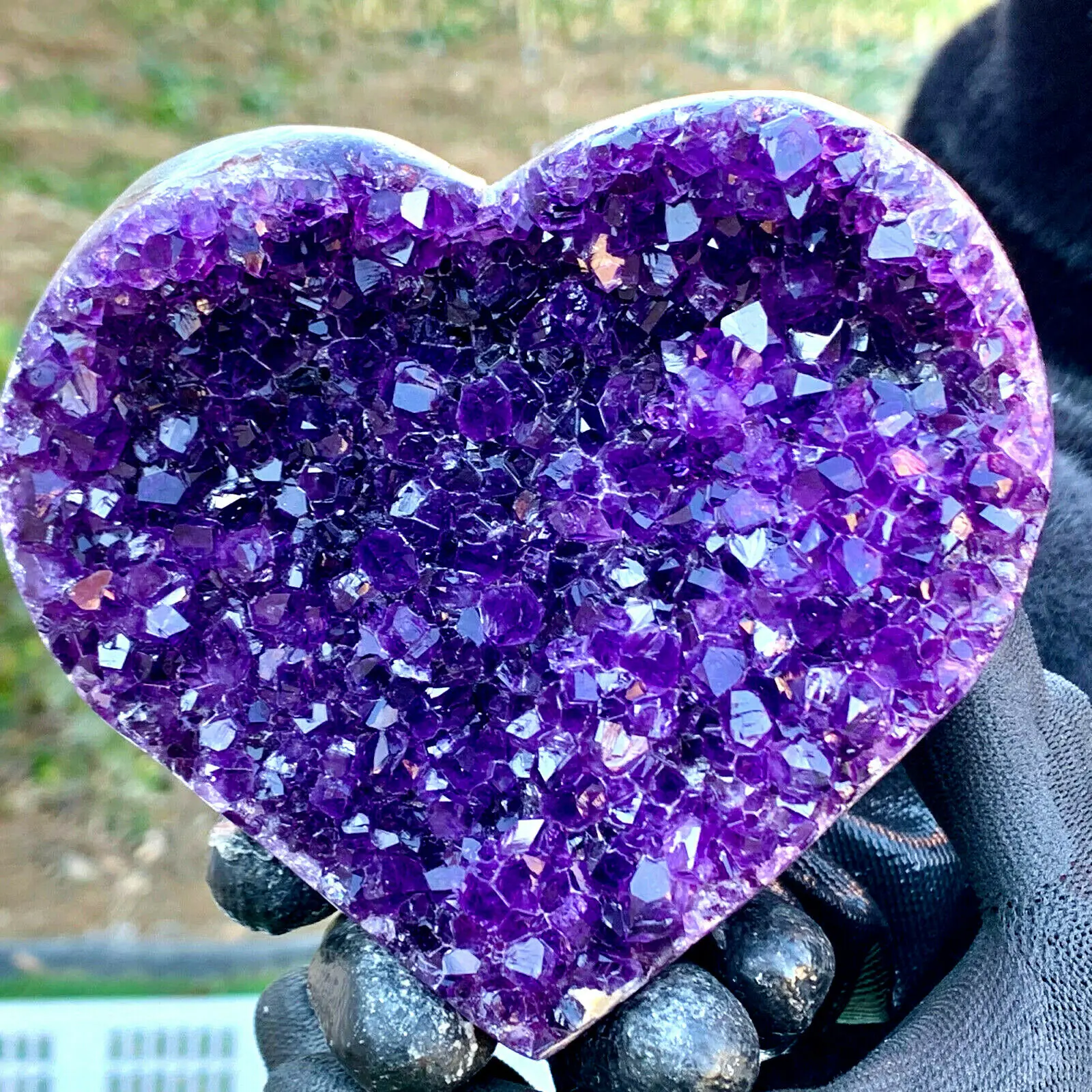 

Beautiful Natural Heart Shaped Amethyst Gem Quartz Cluster Crystal Sample Home Office Decoration Ornaments Spiritual Energy Heal