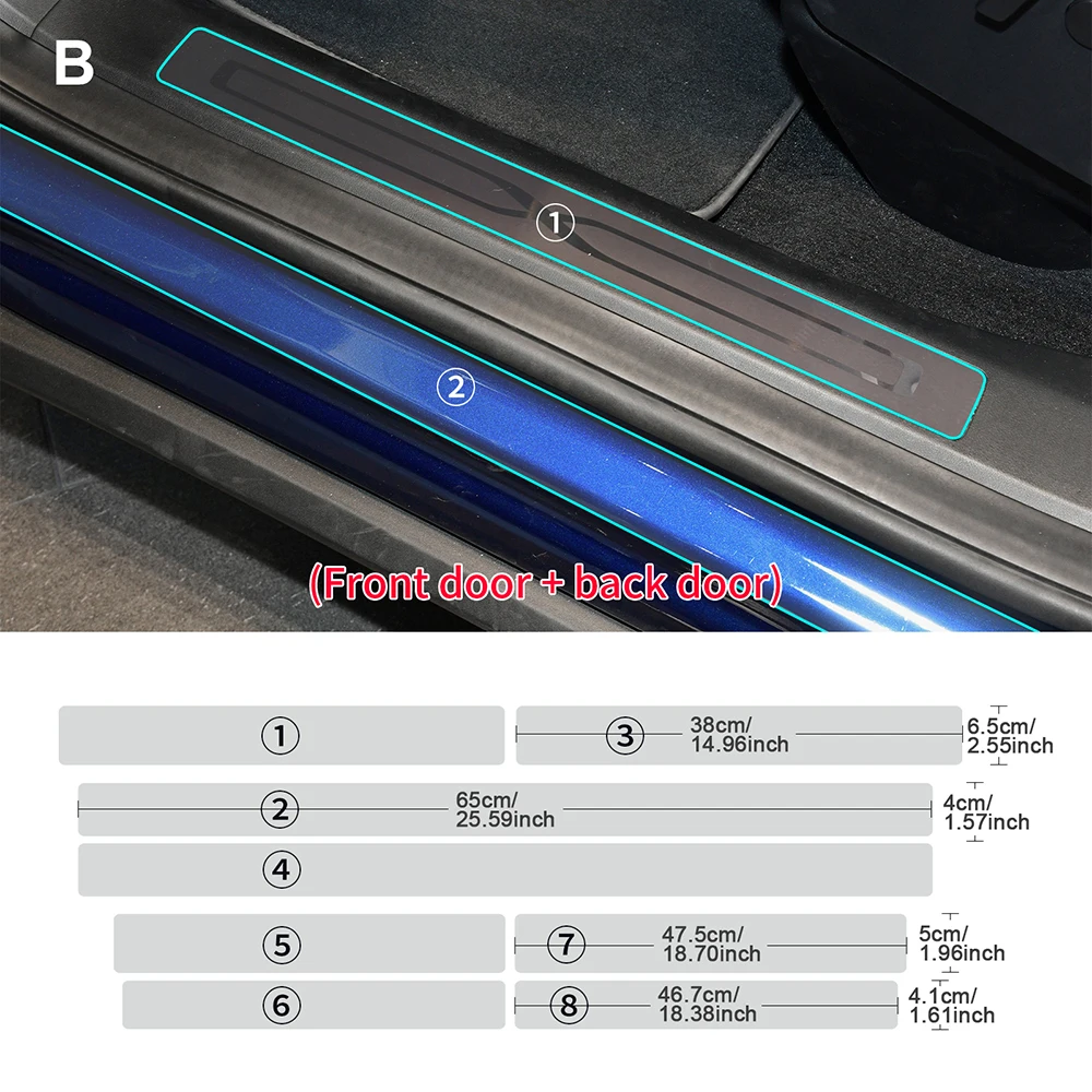 

KUNGKIC для Tesla Model X 2016-2024 Защитная Наклейка на дверные пороги автомобиля, защитная пленка для покраски ТПУ PPF мил