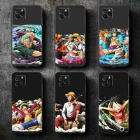 one piece anime phone case for funda iphone 11 13 12 pro max mini x xr xs max se 2020 6 6s 7 8 plus celular coque etui black