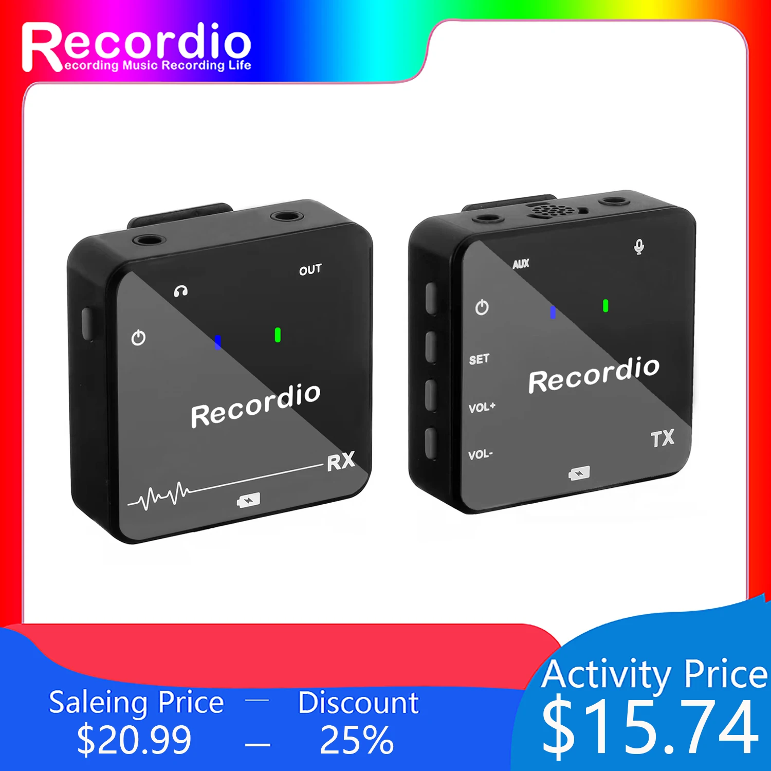

GAW-810 Recordio Wireless Go Mini wireless Lavalier Microphone Kit For Vlogger Photo Video Audio Recording Live Interview Mic