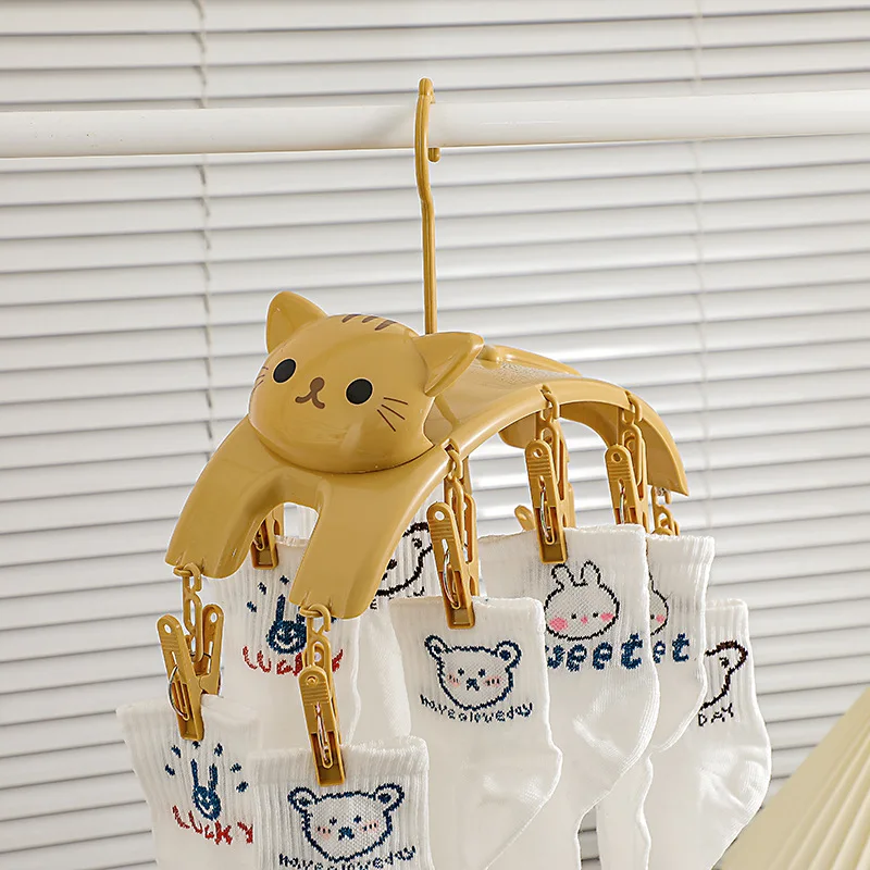 

Girls Exclusive Super Cute Cat Drying Rack Multifunctional Drying Rack 10 Clips Drying Socks To Dry Underwear Hanger Gift