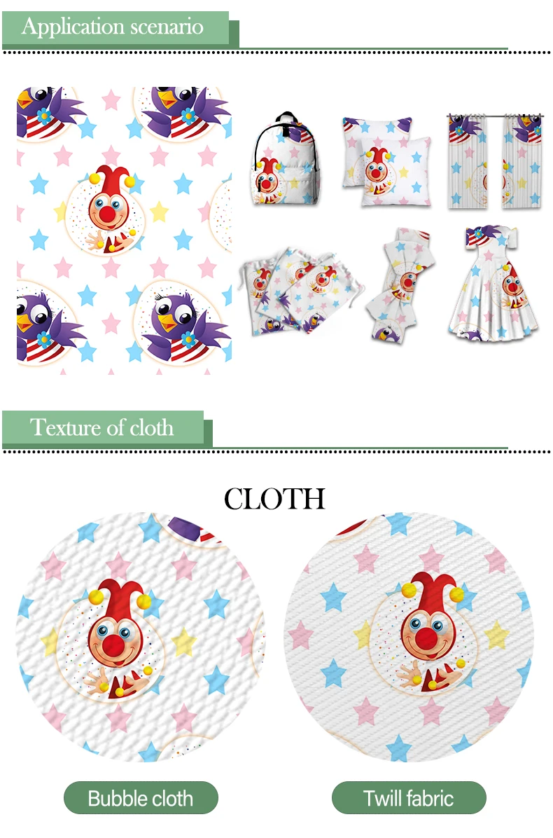 

Polyester Cotton Twill Fabric Patchwor Printed 50*145CM Anime Jokie Cartoon En Jet Printed