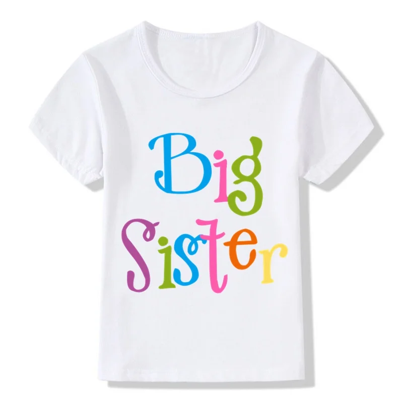 

2022 Children Big Sister Print T-shirt Kids Summer Tops Baby Girls Unicorn Clothes Kids Little/Big Sister Match Clothes 3-13Y