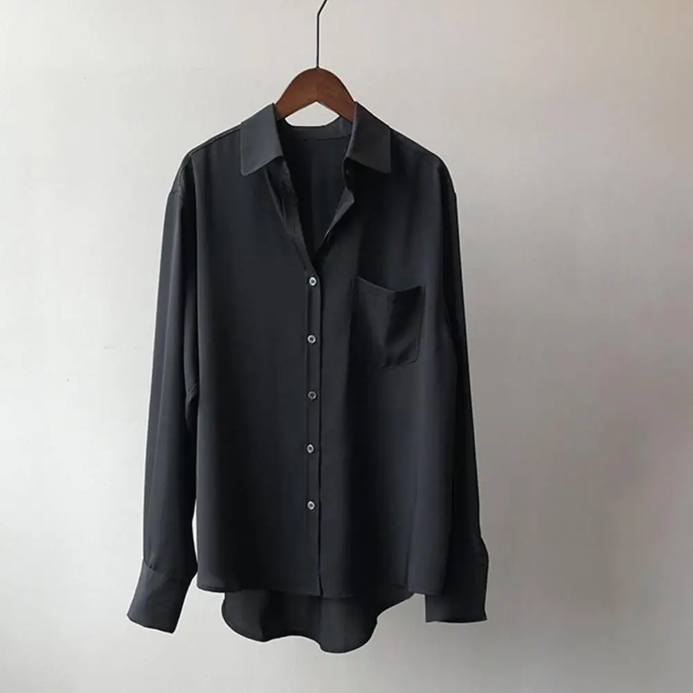 

Charming Basic Pure Colors Shirt Women Oversize Blouse Autumn Shirt Comfortable Versatile