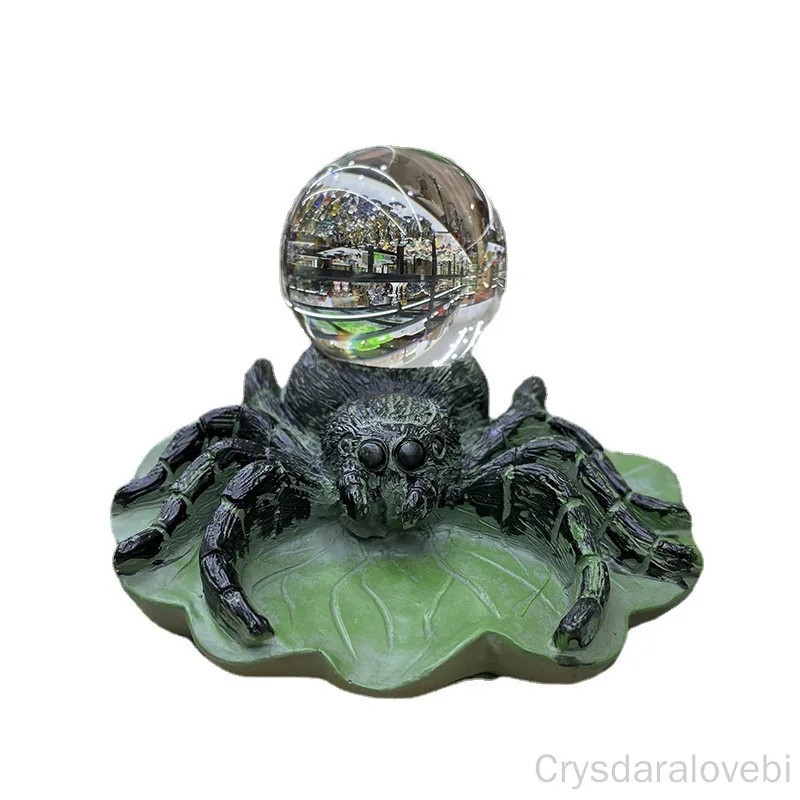 

Хрустальный шар, основа для дерева, паук, зеленые листья, искусственные украшения из смолы