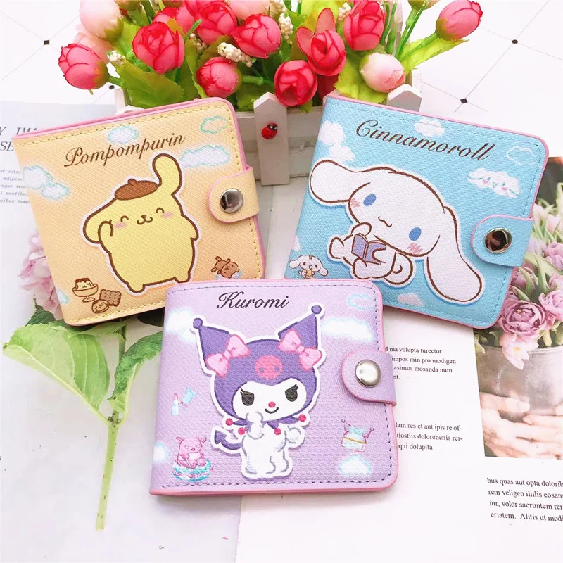 

Kawaii Sanrio Wallet Hello Kitty Things Kuromi Leather Coin Purse Cinnamoroll Cartoon My Melody Money Bag Women Card Holder Toy