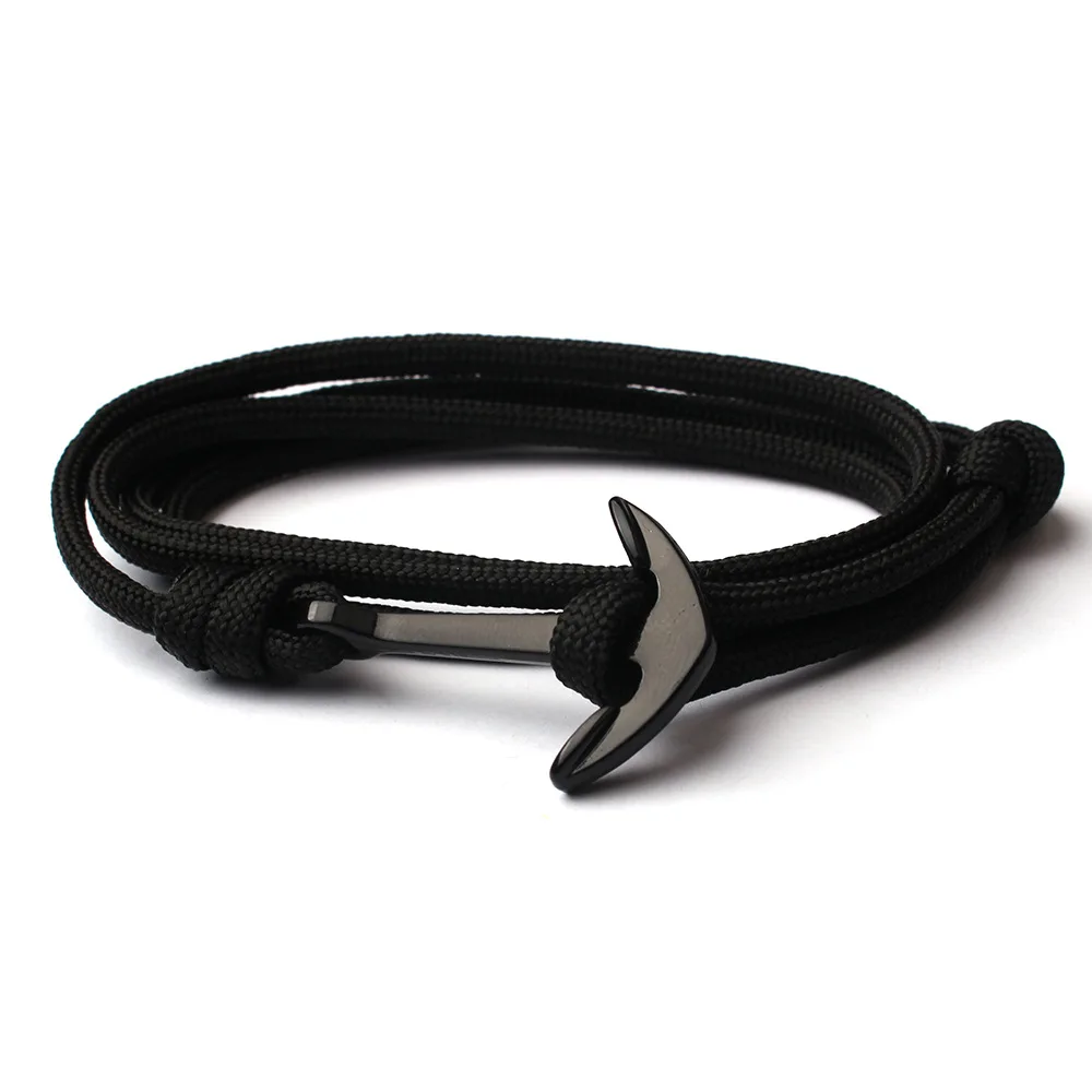 

Men Alloy Anchor Bracelet Multilayer Nylon Rope Chain Paracord Bracelets for Women Men Navy Style Gift With Delicate Gift Box