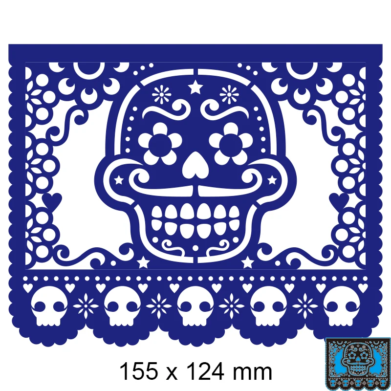 

Metal Cutting Dies Skull Flowers Openwork Greet New Scrapbook Paper Decoration Template Embossing DIY Paper Card Craft 155*124mm
