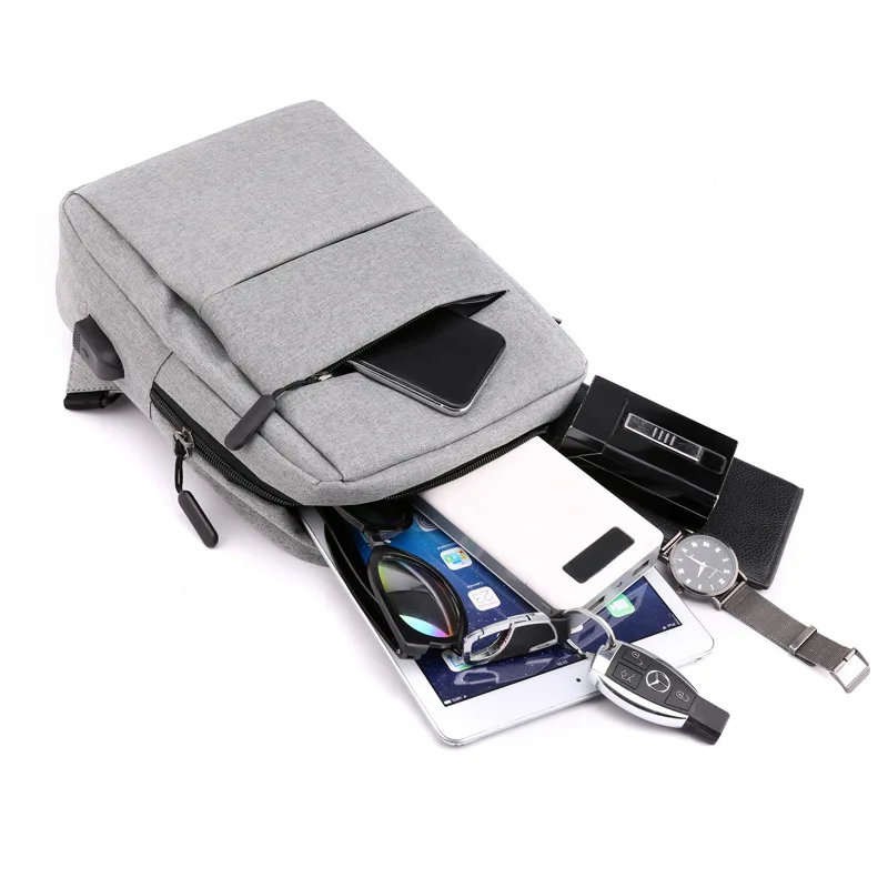 Men's Shoulder Bag USB Charging Sport Sling Bag Anti-theft Crossbody Chest Bag Casual Travel Bag Business Tablet Small Backpacks