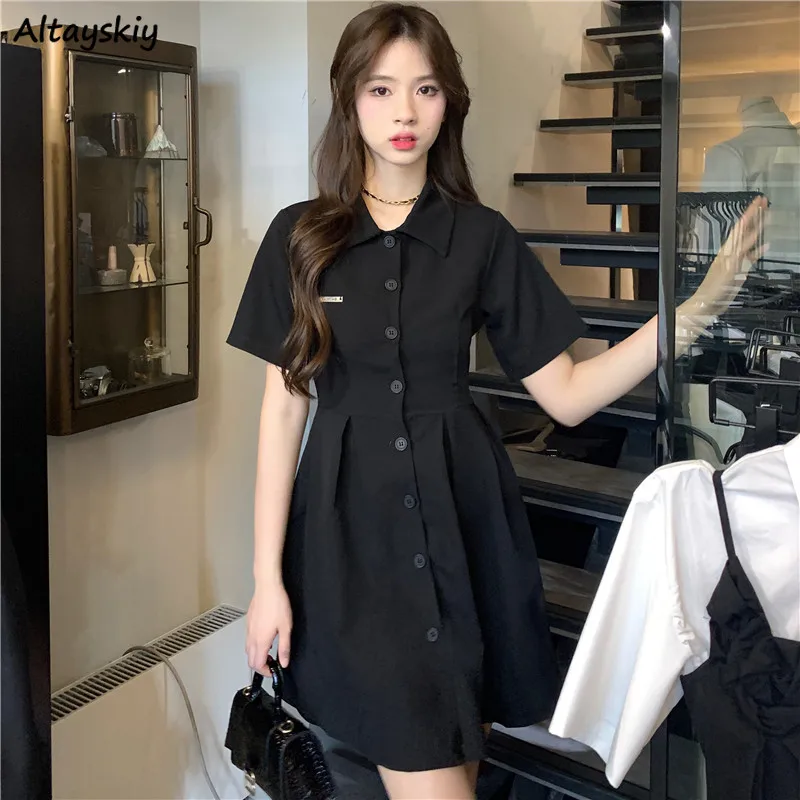 

Short Sleeve Dress Women Bandage Mini Black Preppy Young Sweet Retro Casual Tender Youth Girlish Holiday Streetwear Vestidos Ins