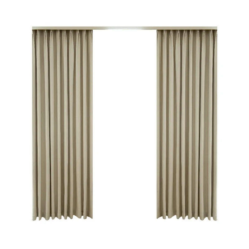 

French light luxury chenille flame retardant wabi sabi wind shading floating curtain living room dining room bedroom curtain