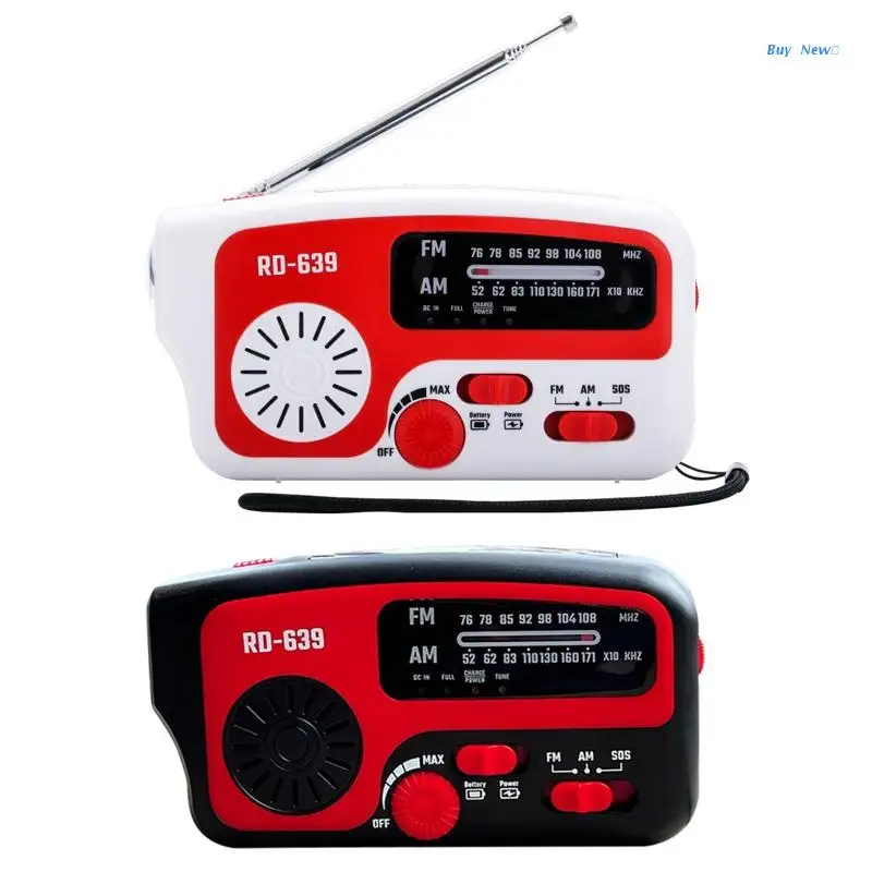 

Multi-Function AM/FM Radio Hand Crank Radio Solar 1200mAh Battery Powered