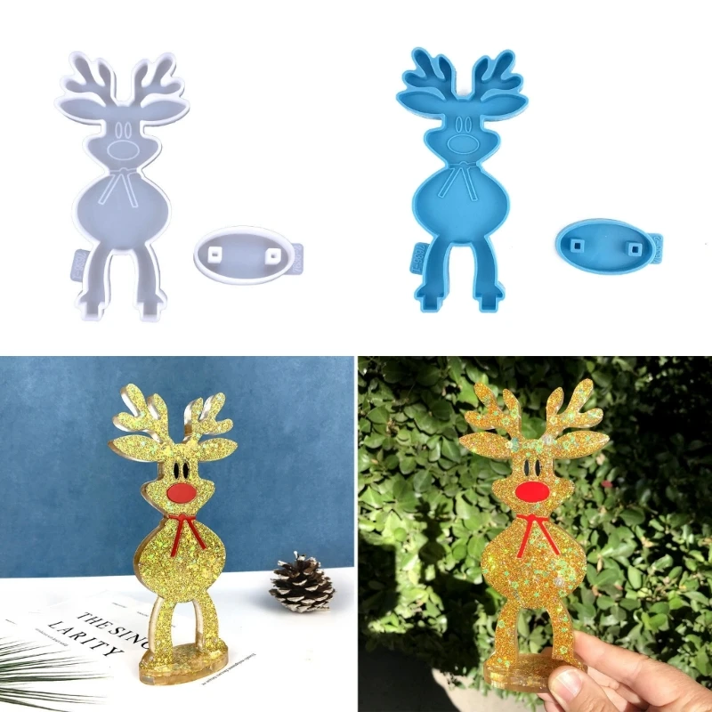 

Кристальная эпоксидная смола, форма DIY Рождественское украшение, силиконовая форма для милого лося, рождественское литье, настольные украш...