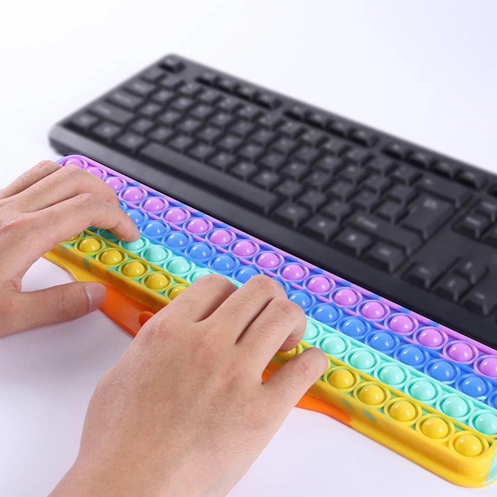 

Rainbow Push Bubble Fidget Toys Keyboard Wrist Rest Squishy Reliver Stress Toy Adult Antistress Kids Desktop Game