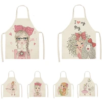 cartoon girl print apron aprons for women cooking sleeveless apron apron for men apron kitchen apron baking accessories cleaning