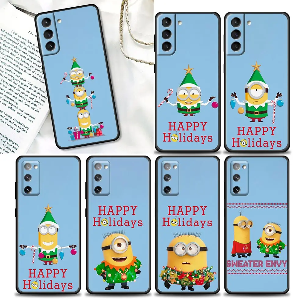 

Christmas Minions Anime Cartoon Phone Case For Samsung Galaxy S22 S21 S20 Fe 5G S7 S8 S9 S10e Plus Ultra Black Cover Funda Coque