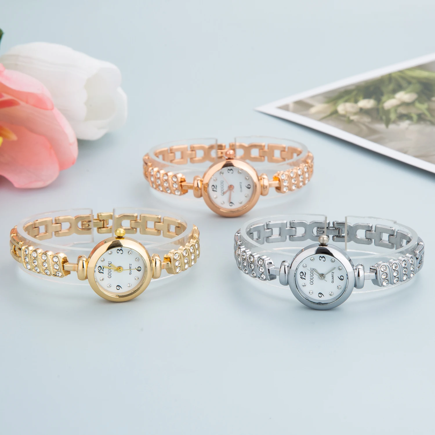2023 Luxury Crystal Diamond Watch for Women Stainless Steel Bracelet Watches Wristwatch for Womens Fashion Quartz Wristwatches