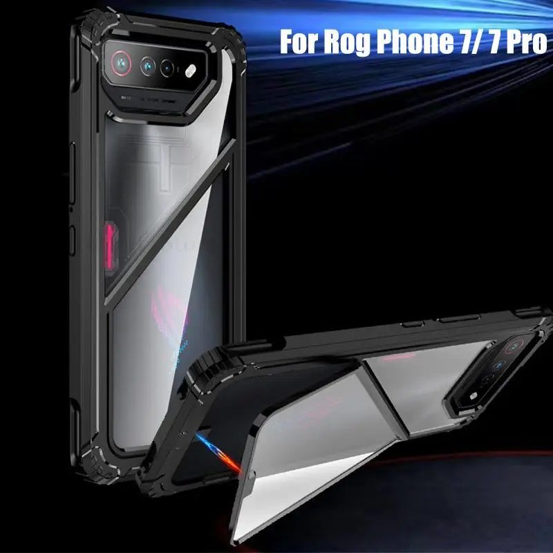 

For Asus ROG Phone 7 2 in 1 Magnetic Transparent Kickstand Case For Rog Phone 7 Pro Invisible Bracket Hard PC Flip Bracket Cover