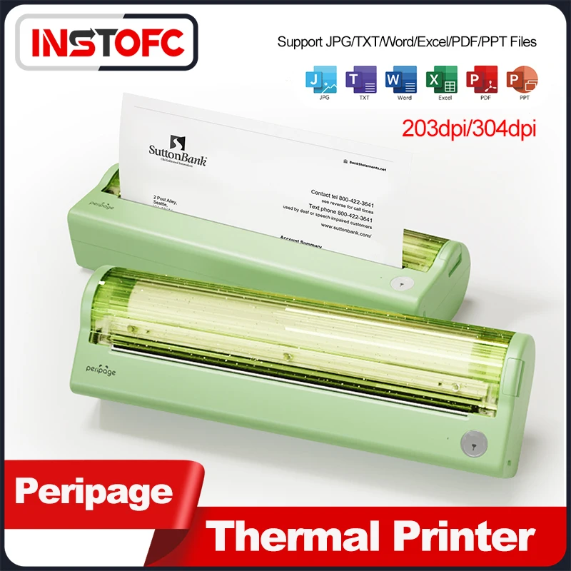 Peripage A4 бумажный термопринтер USB BT беспроводной 203dpi/304dpi HD печать PDF Excel Word 210 мм
