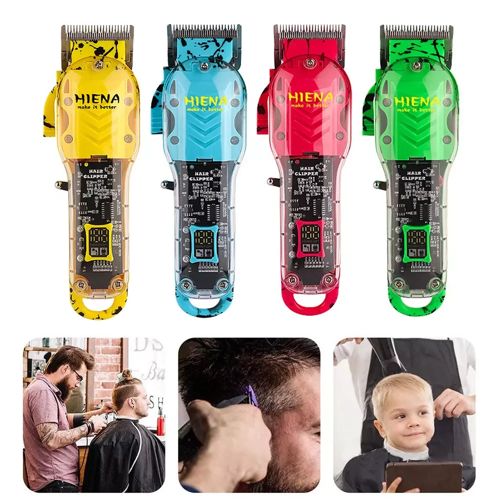 

NEW2023 LED Display Hair Clipper Lightweight Hair Cutting Machine Transparent Cover Hair Trimmer Machine USB Charging for Hotel