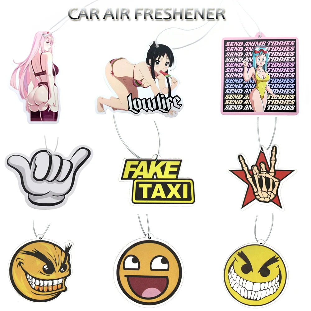 

Car Air Freshener Hanging Auto Rearview Mirror Perfume JDM Racing Style Hanging Pendant Fragrance Anime Sexy Girl Solid Paper