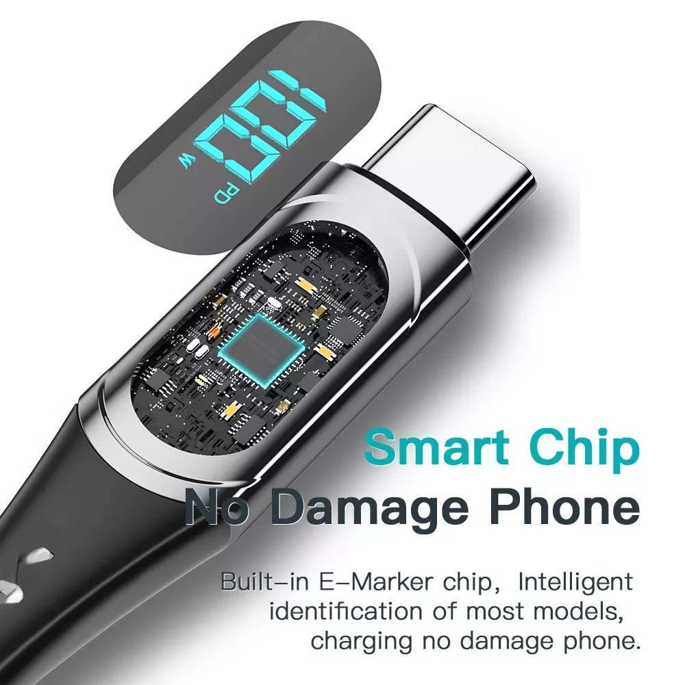 

11USB Type C To USB C 100W/5A PD Fast Charging Charger Wire Cord For Macbook Type-C USBC 2M