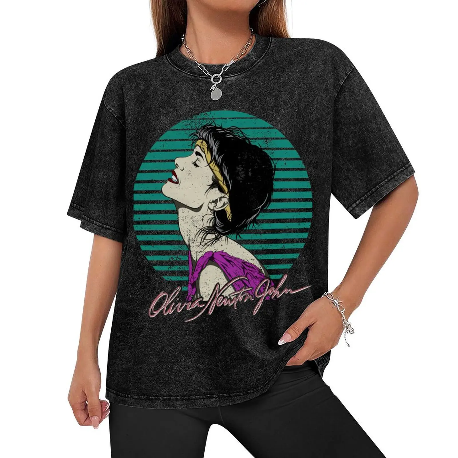 Классическая футболка Olivia Newton John Newton-John 80-х годов милая одежда роскошные мужские